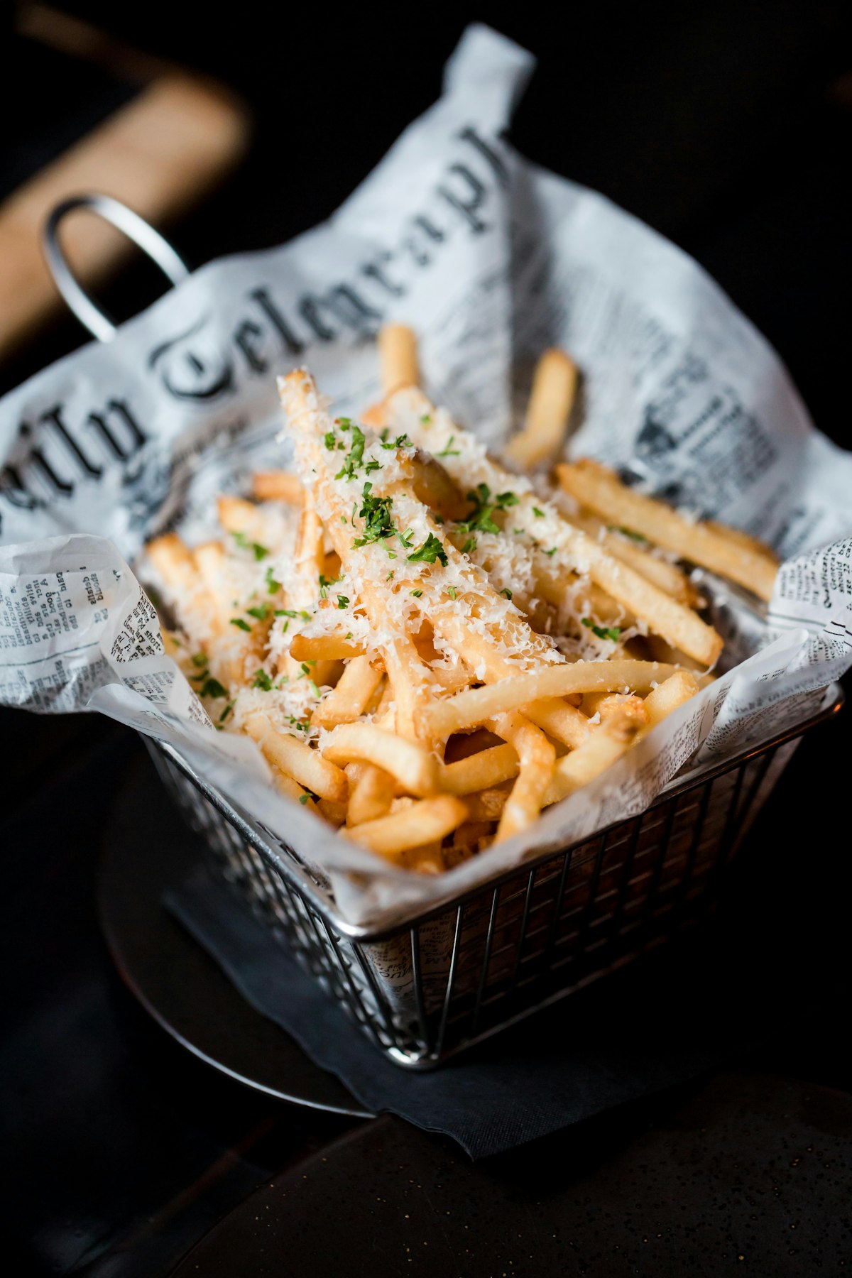 Loaded fries in a basket, the late-night side order