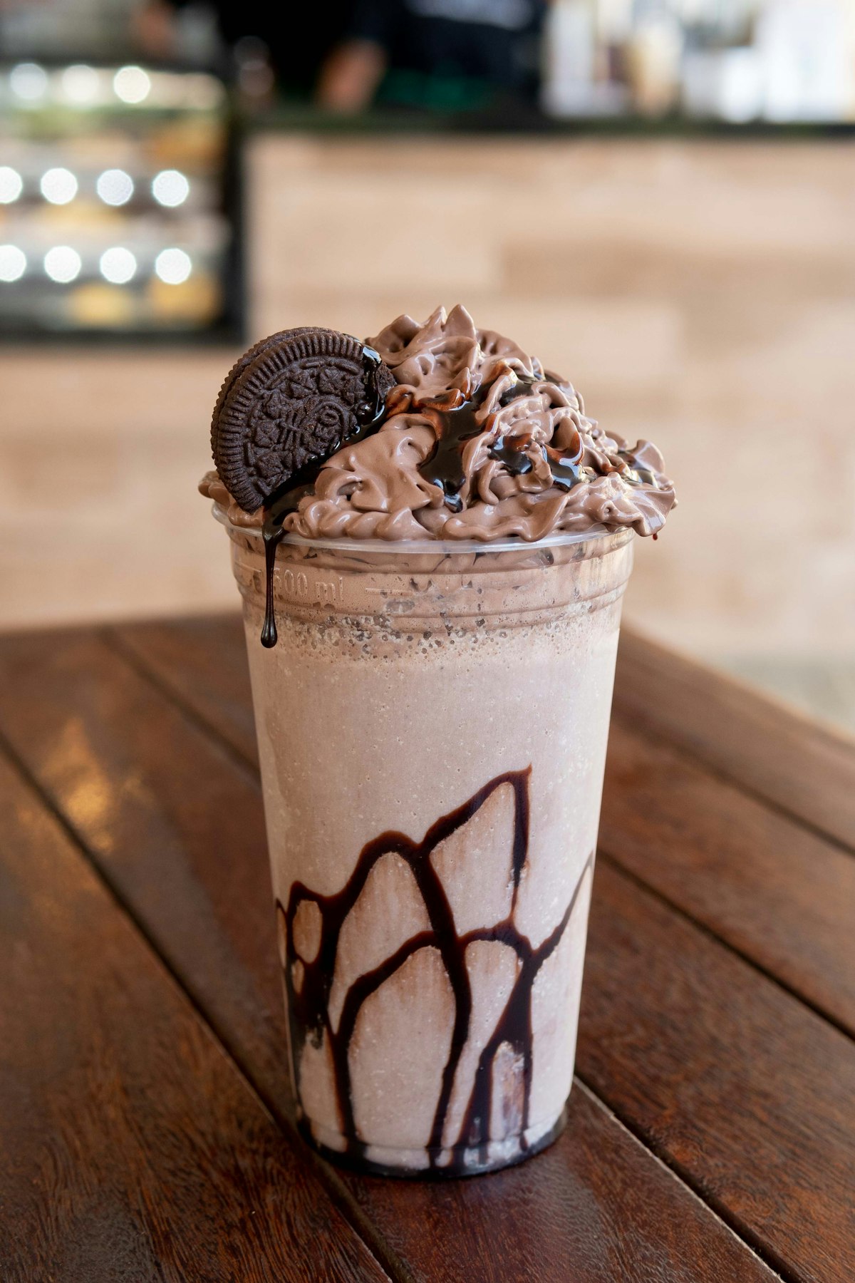Thick chocolate shake with cookies