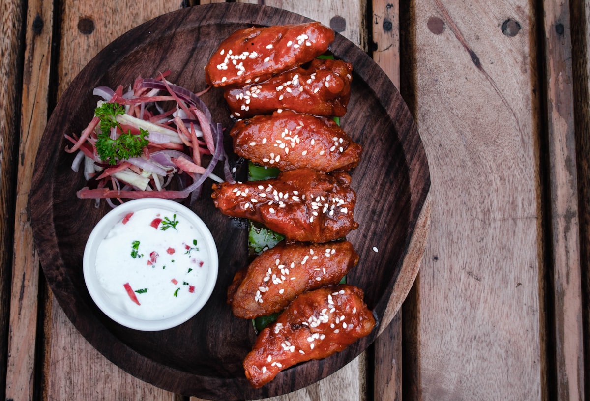 Sticky glazed wings